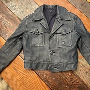 Kids navy vintage leather jacket